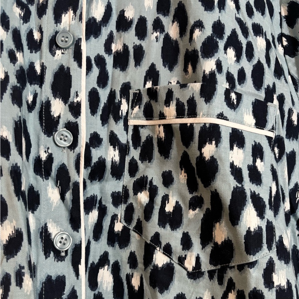 Loft Blue Leopard Print Pajama Top - Picture 4 of 7